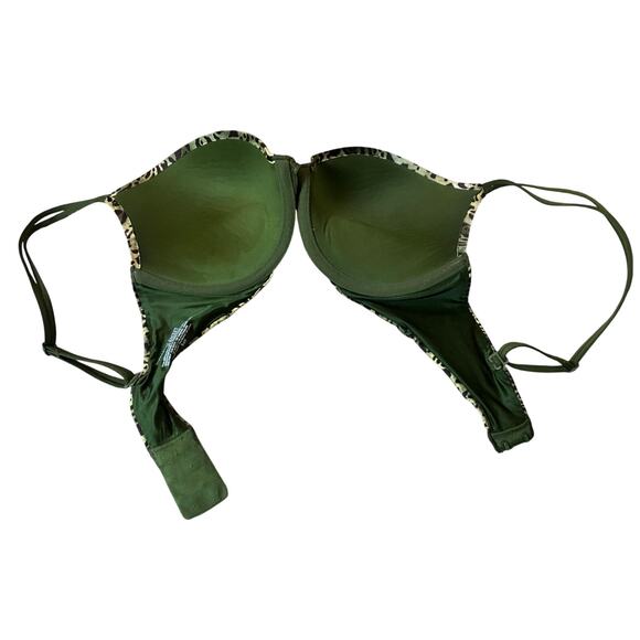 Victoria's Secret Very Sexy PUSH BRA 34D GREEN Leopard Cheetah UNDERWIRE Padded - Picture 3 of 5